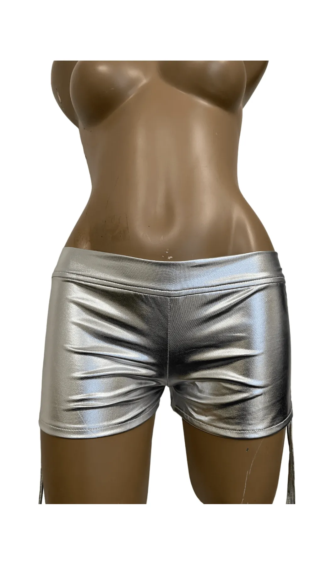 Metallic Ruched Booty Shorts