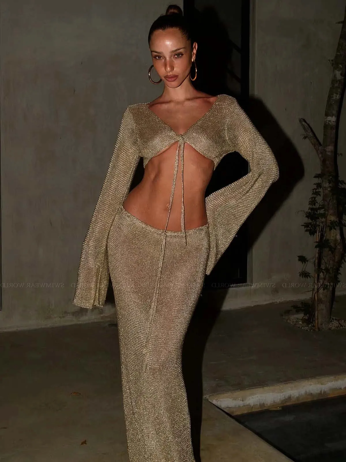 Metallic Shirt-Metallic Skirt