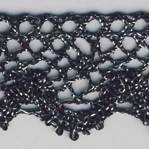 Metallic Torchon Lace #9 Black & Silver