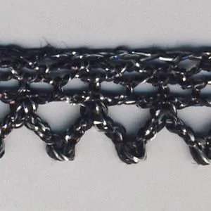 Metallic Torchon Lace #9 Black & Silver