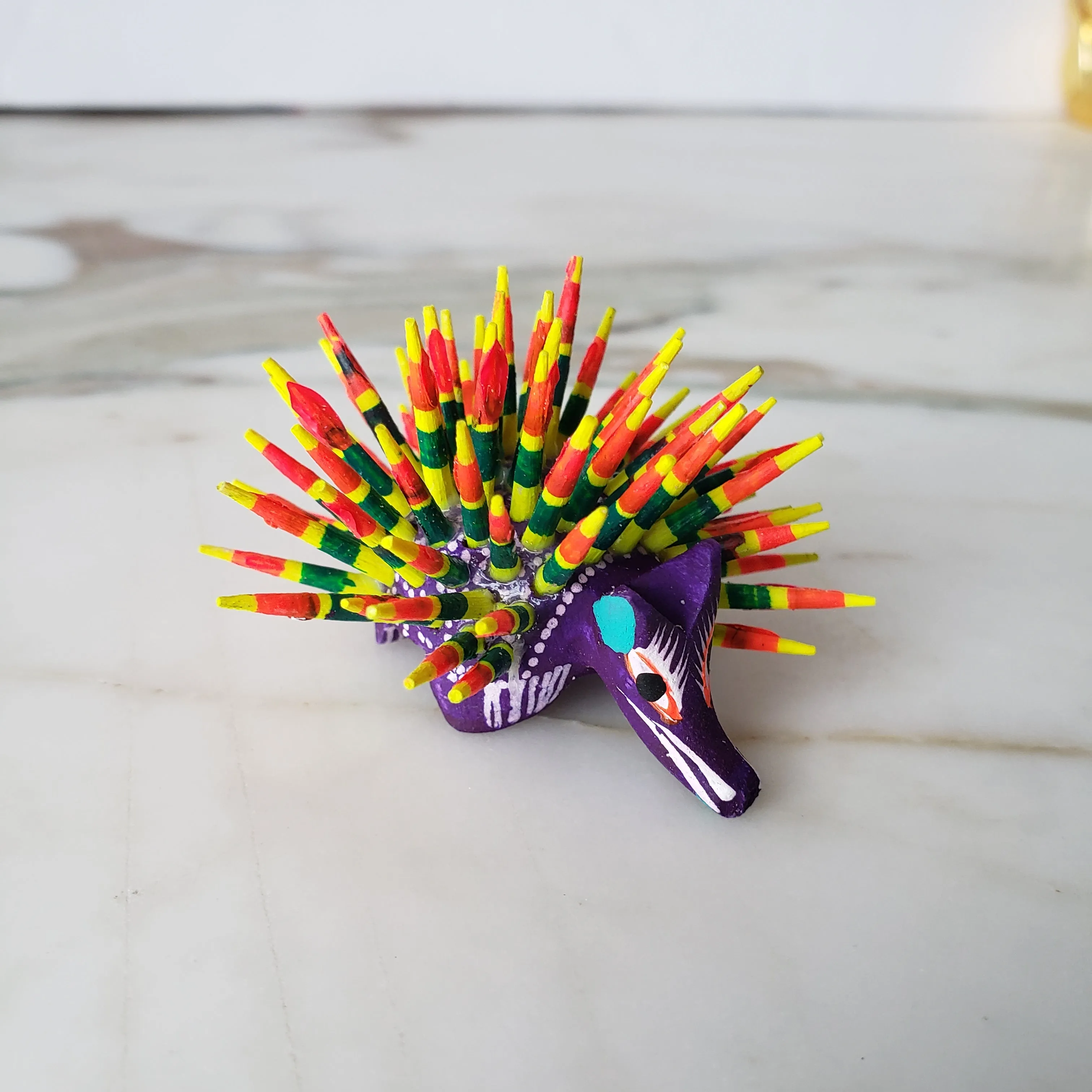 Mexican Mini Porcupine  Oaxacan Alebrije Wood Carving
