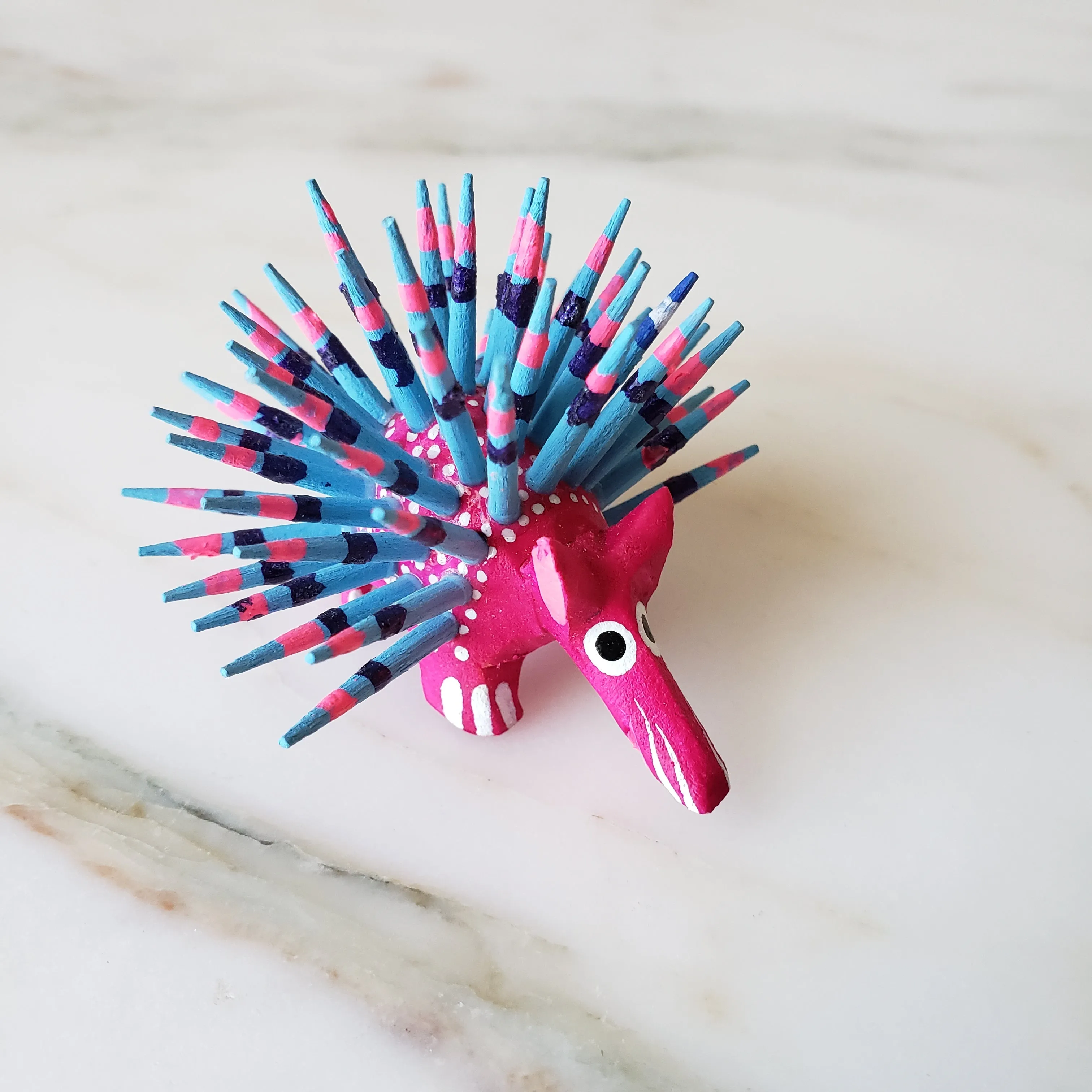Mexican Mini Porcupine  Oaxacan Alebrije Wood Carving