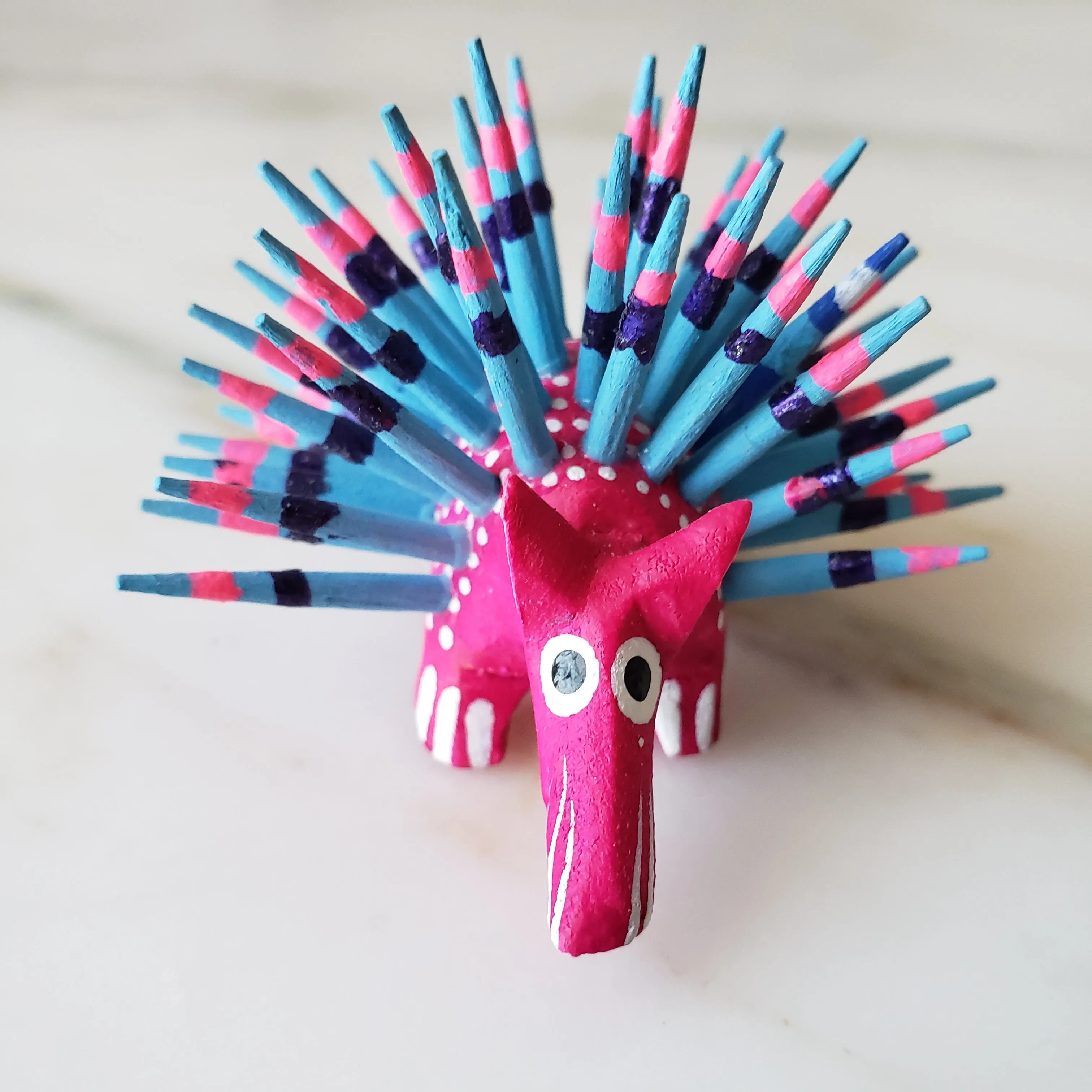 Mexican Mini Porcupine  Oaxacan Alebrije Wood Carving