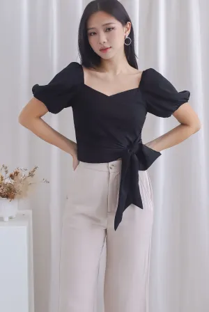 Michi Multiway Sash Tie Top In Black