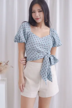 Michi Multiway Sash Tie Top In Blue Dots