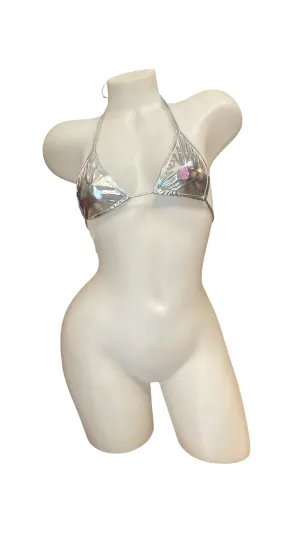 Micro Metallic Tie Triangle Top - Silver