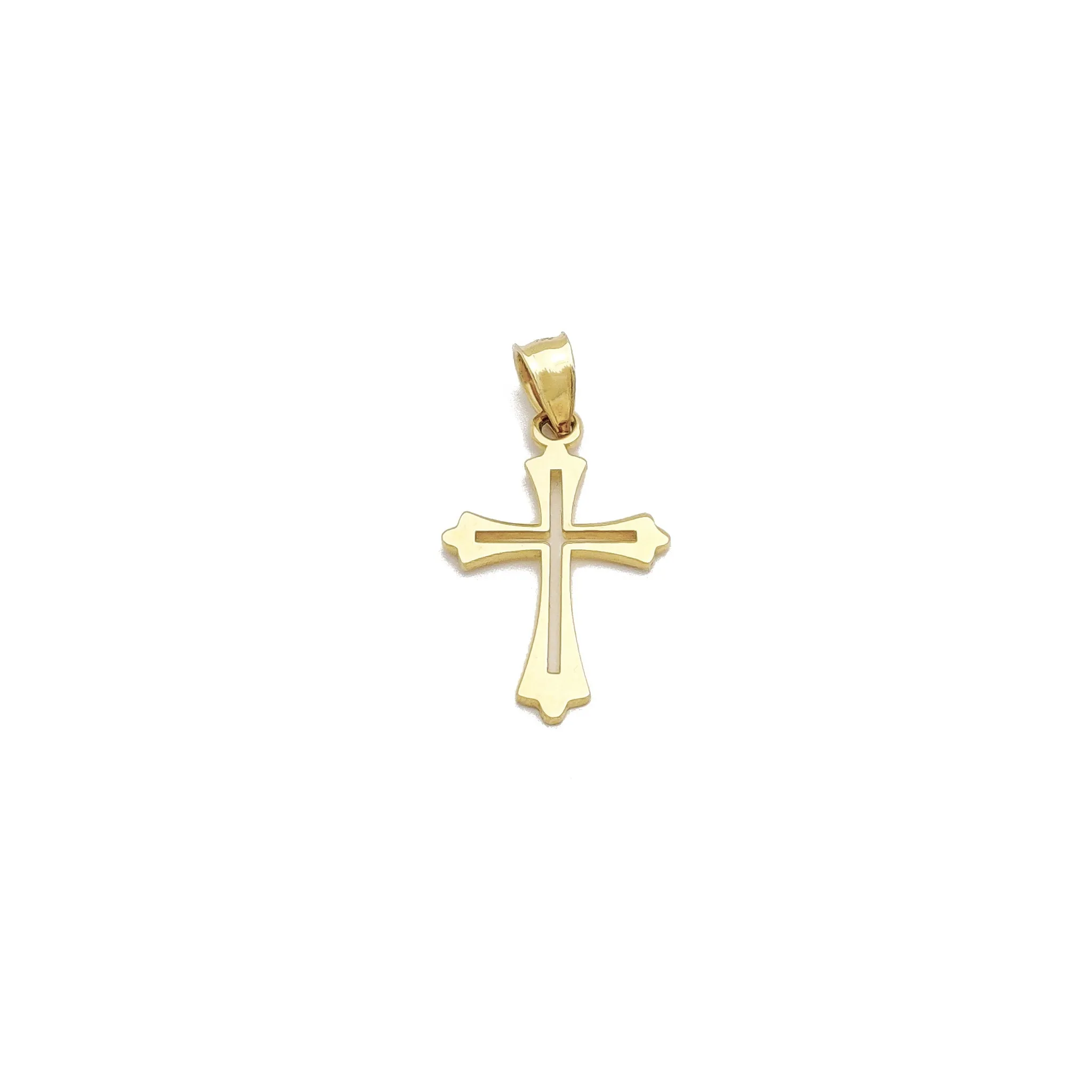 Mini Cross Pendant Polish/Pointed Pendant (14K)