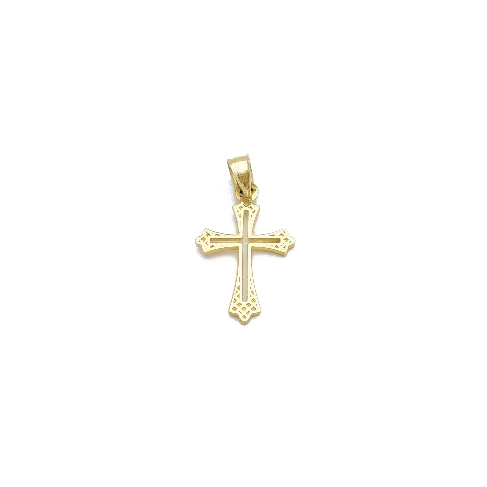 Mini Cross Pendant Polish/Pointed Pendant (14K)