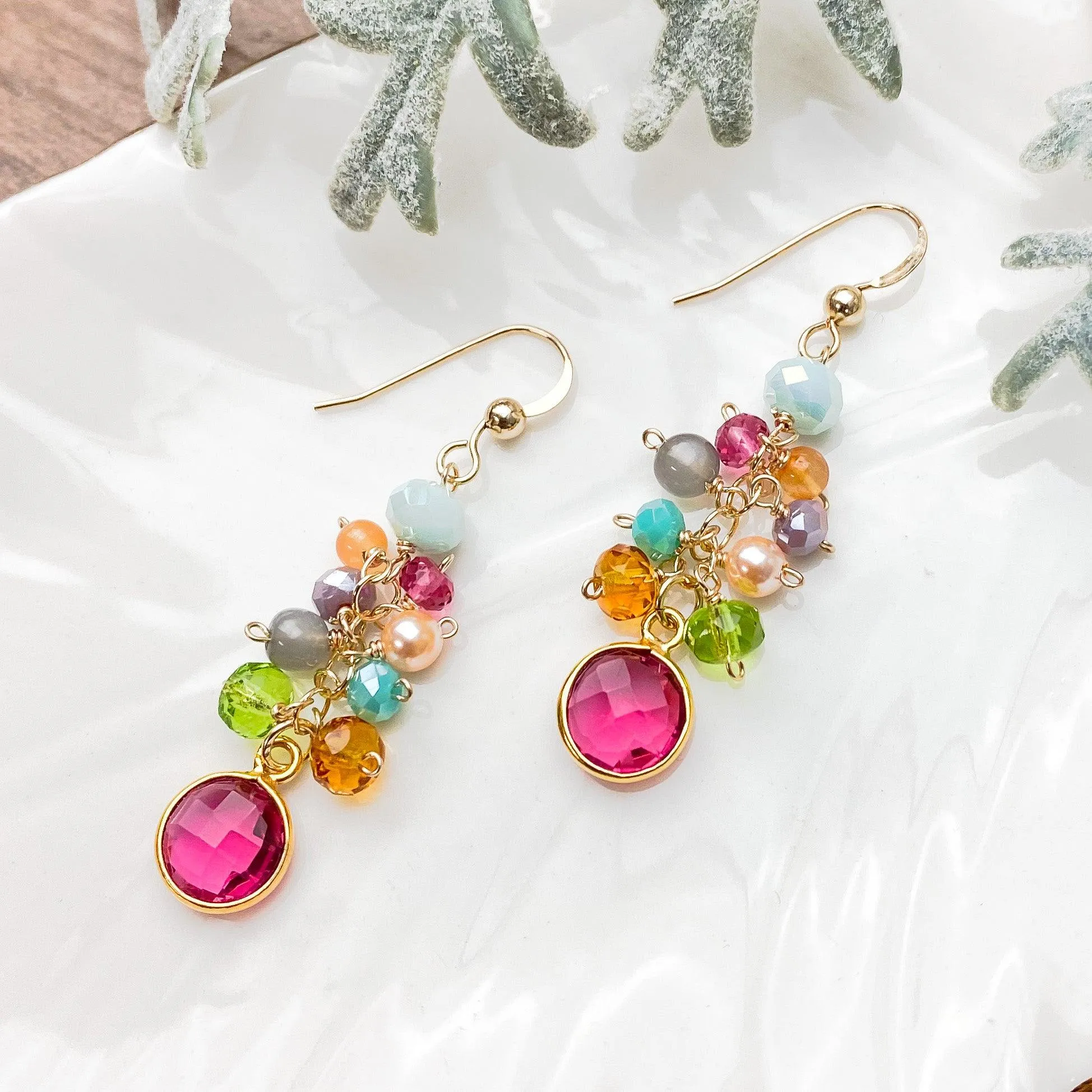Misha Colorful Cascading Earrings