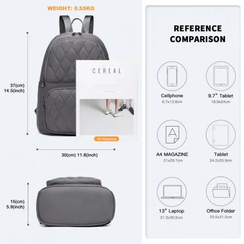Miss Lulu Casual Lightweight Ladies Backpack - Grey