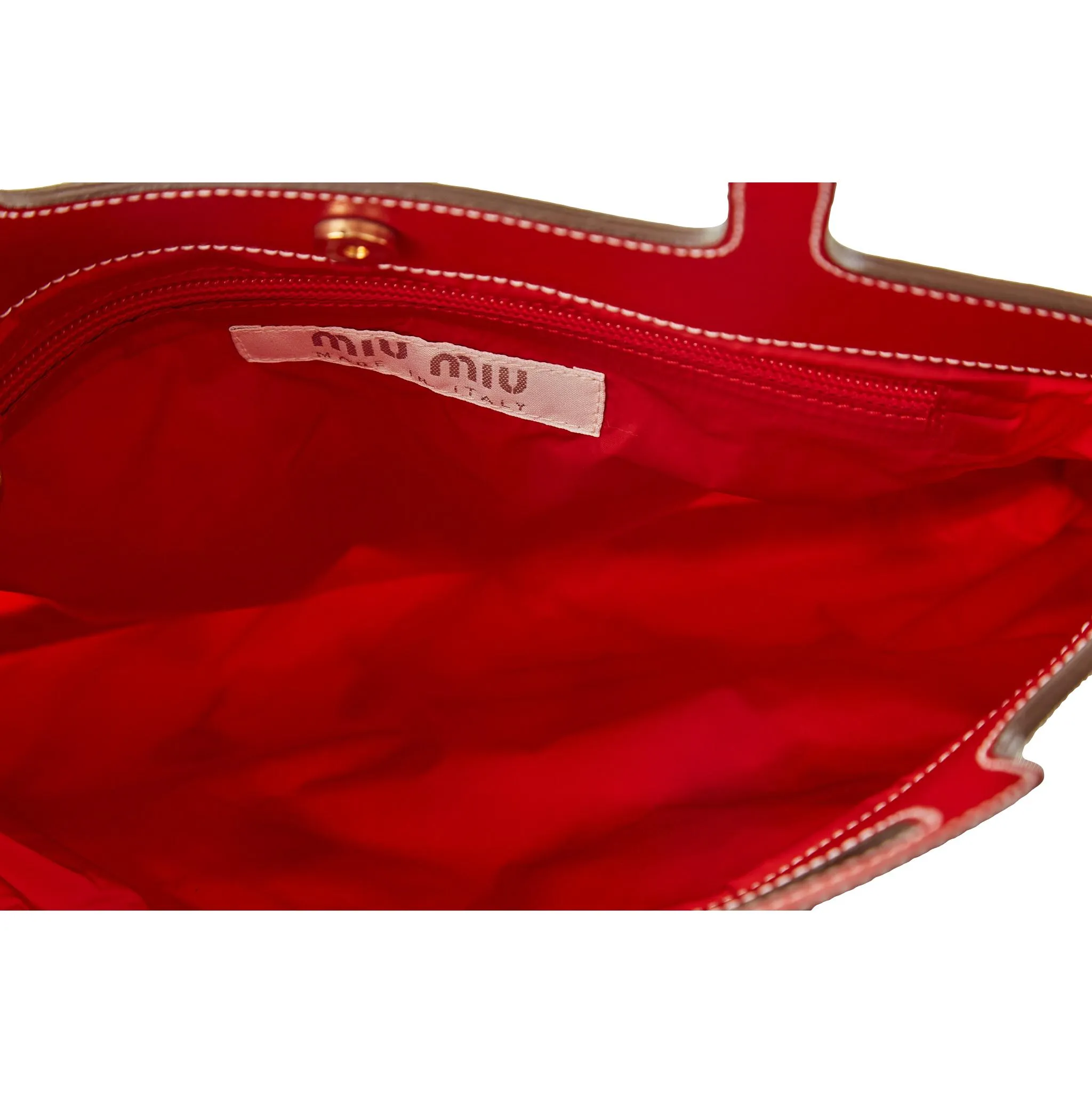 Miu Miu White Rose Print Top Handle Bag