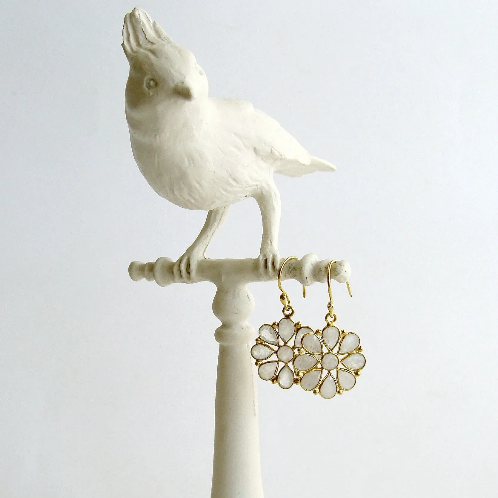 Moonstone Flower Dangle Earrings - Wendy Earrings