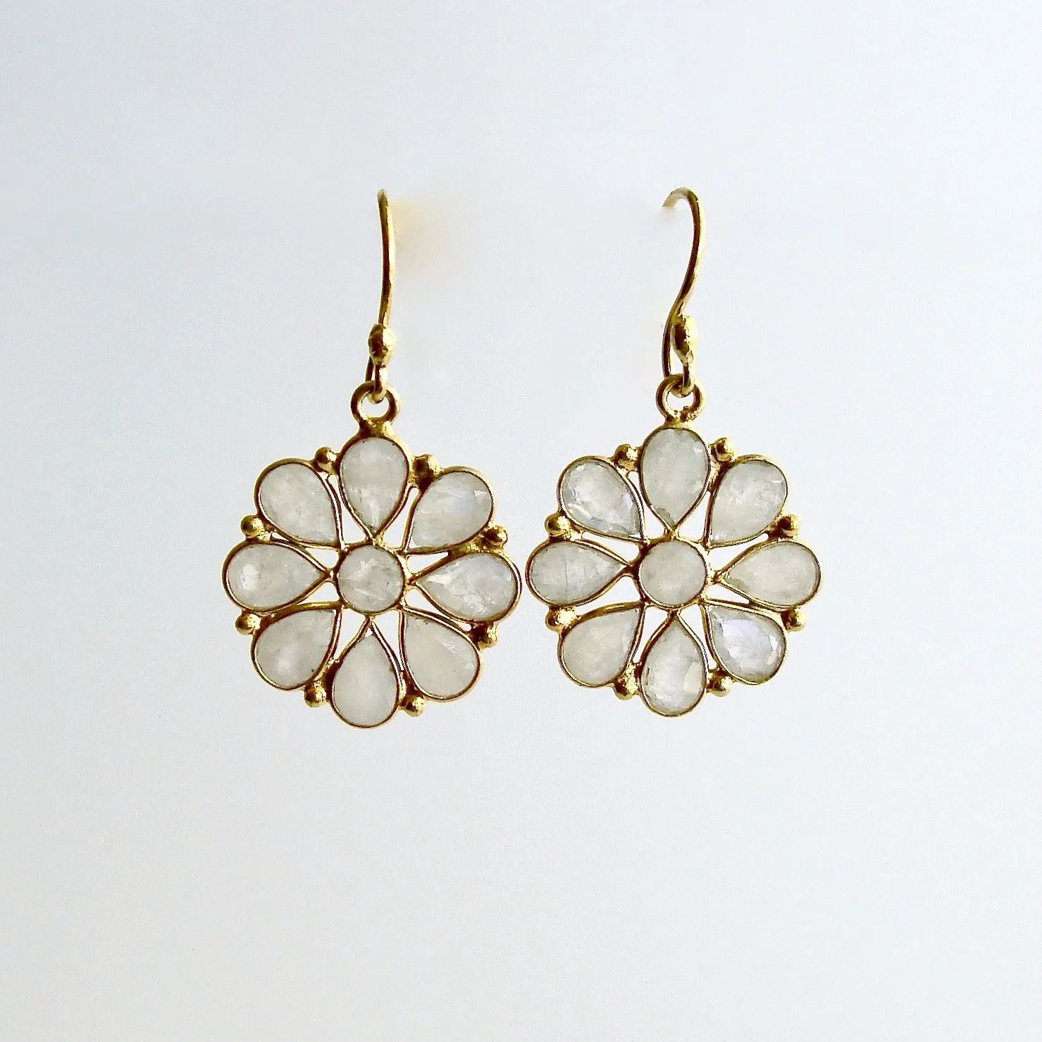 Moonstone Flower Dangle Earrings - Wendy Earrings
