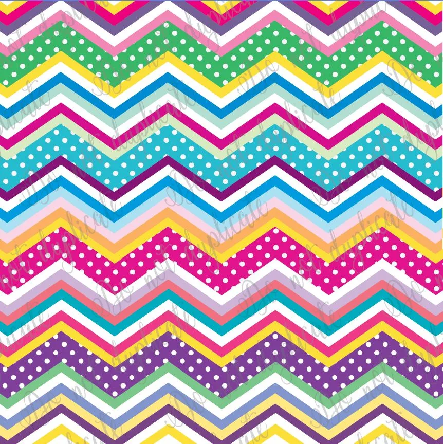 Multi Color Polka Dot Chevron Printed Vinyl