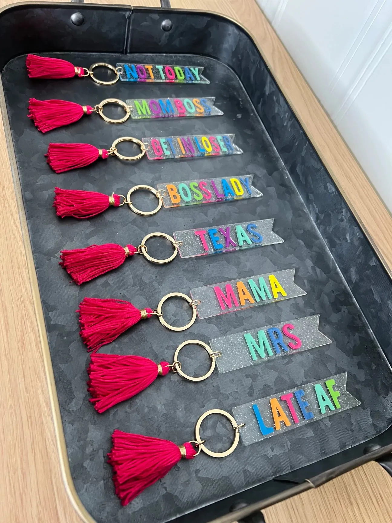 Multi Colored Quote Keychains-Multiple Designs Available