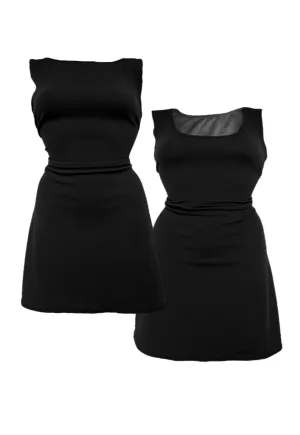 MULTIWAY BLACK CINCH MINI DRESS