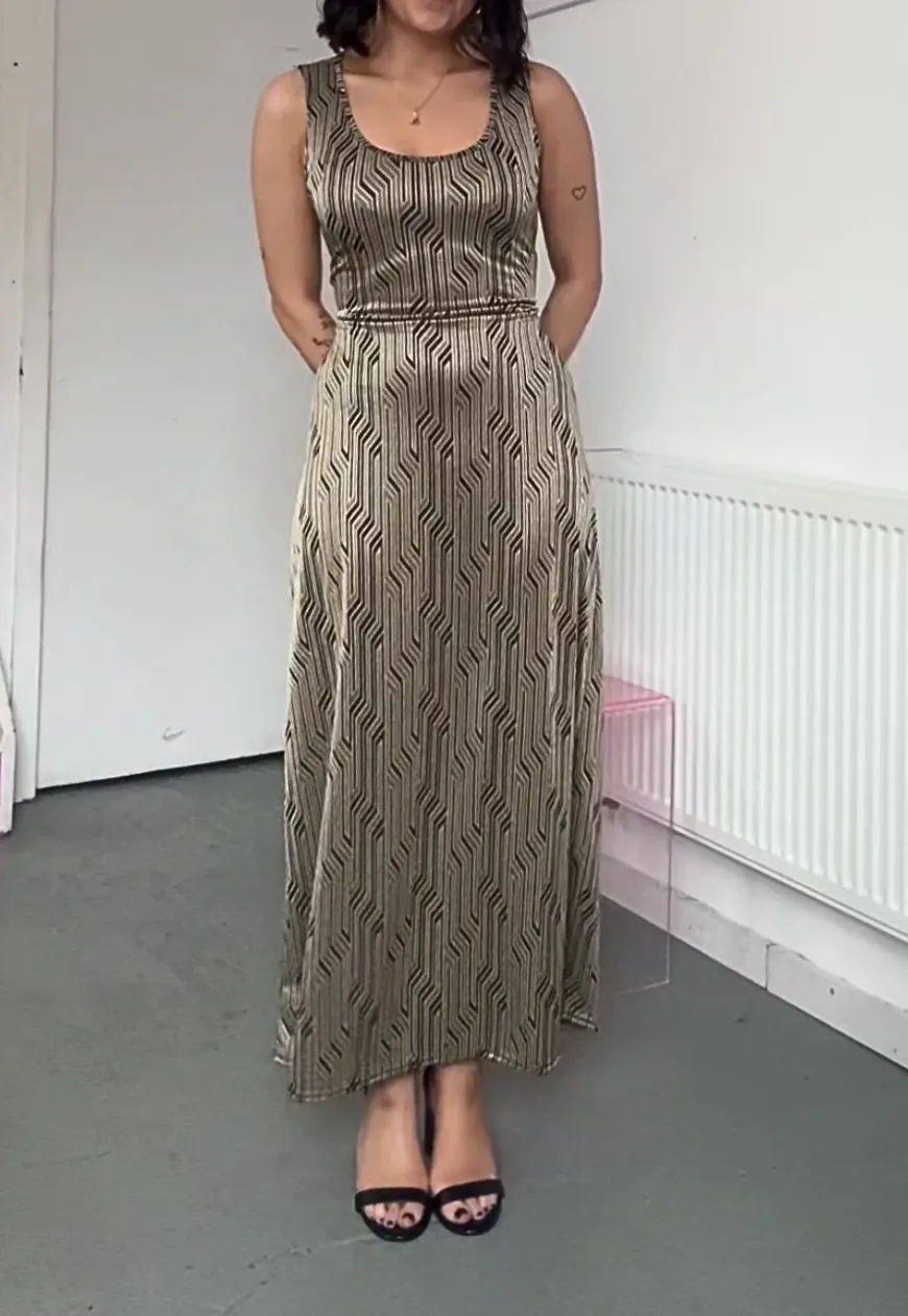 MULTIWAY GOLD TIE BACK MAXI DRESS