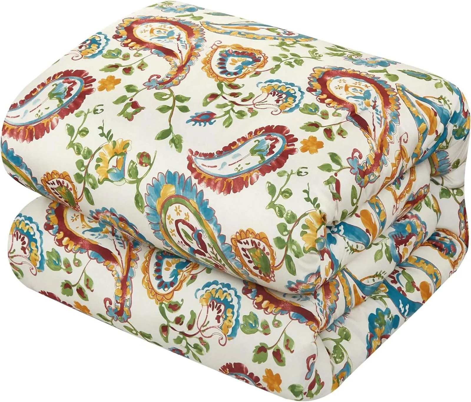 Nanshing Autumn Paisley 7-Piece Queen Comforter Set Bedding Ivory Multi Queen