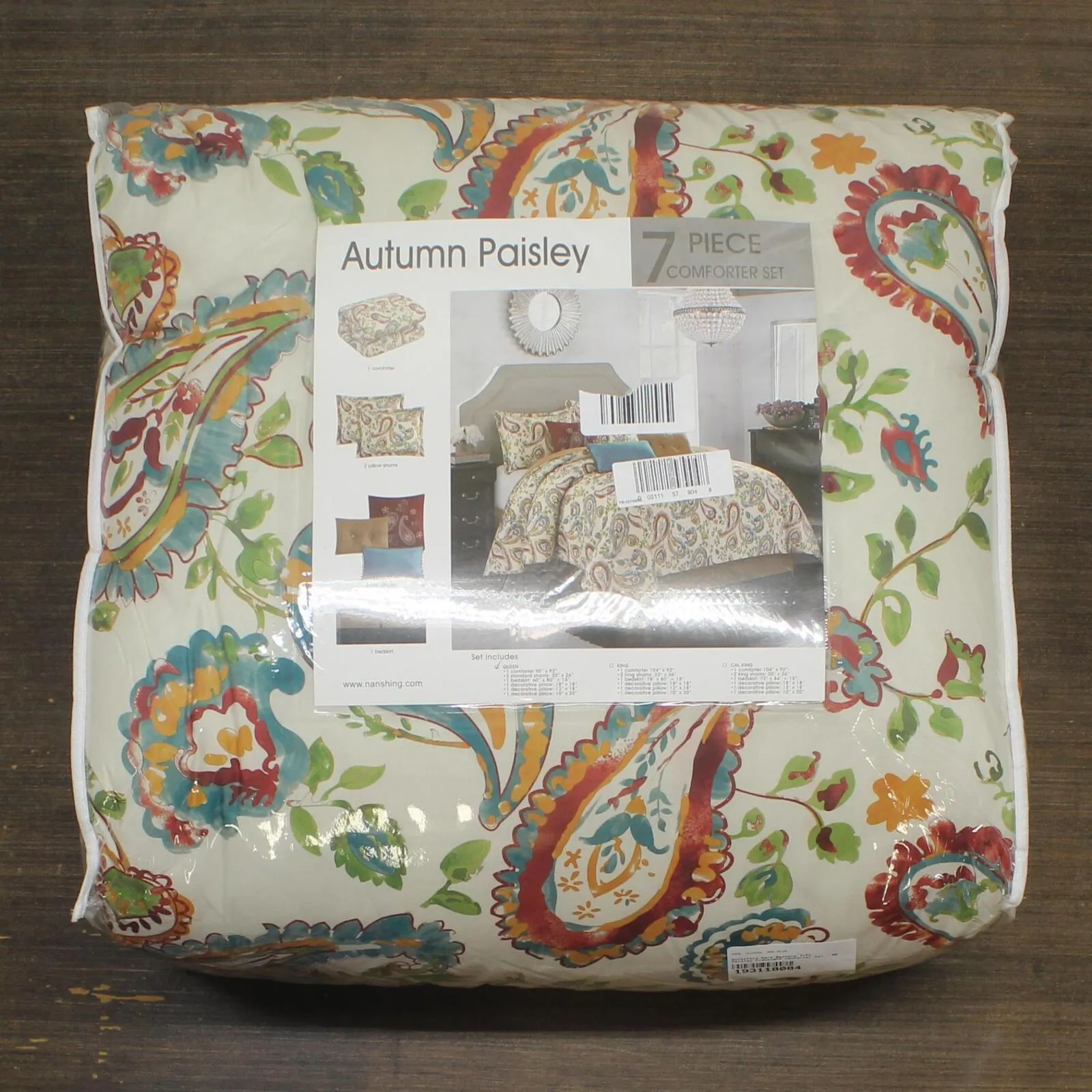 Nanshing Autumn Paisley 7-Piece Queen Comforter Set Bedding Ivory Multi Queen