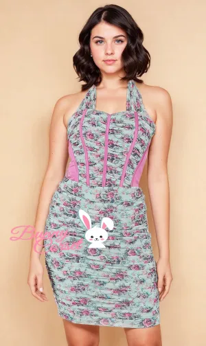 Nathalia Printed Mesh Corset Dress