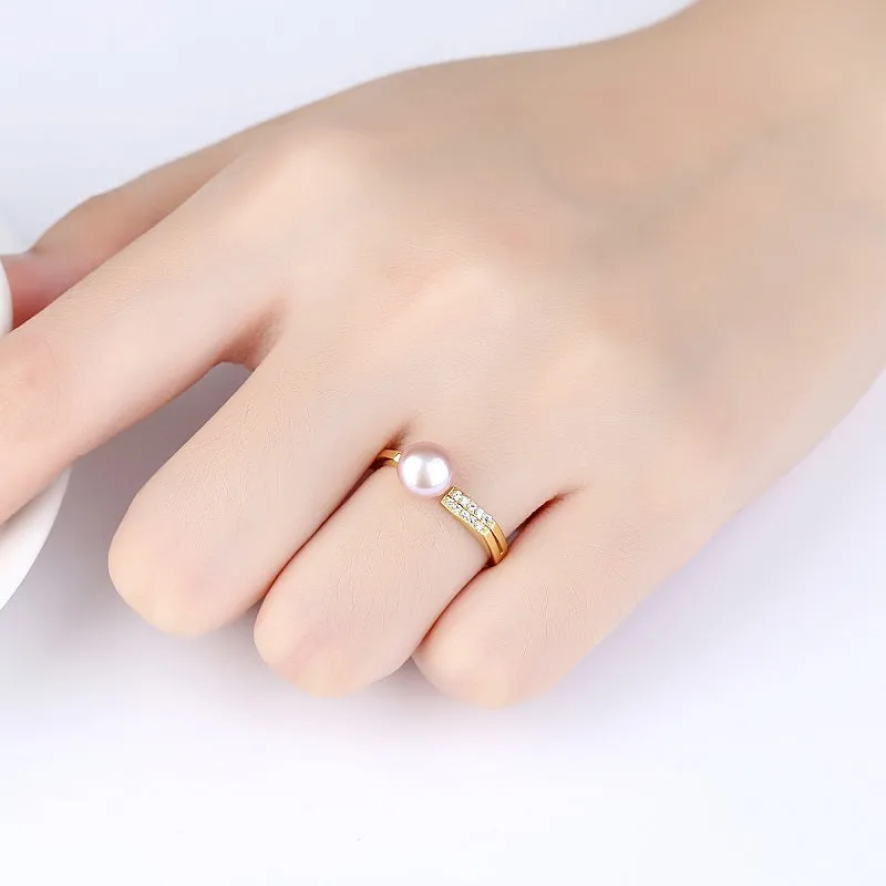 Natural 7mm Pearl Simple Open Ring