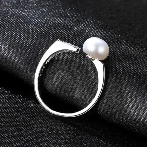 Natural 7mm Pearl Simple Open Ring