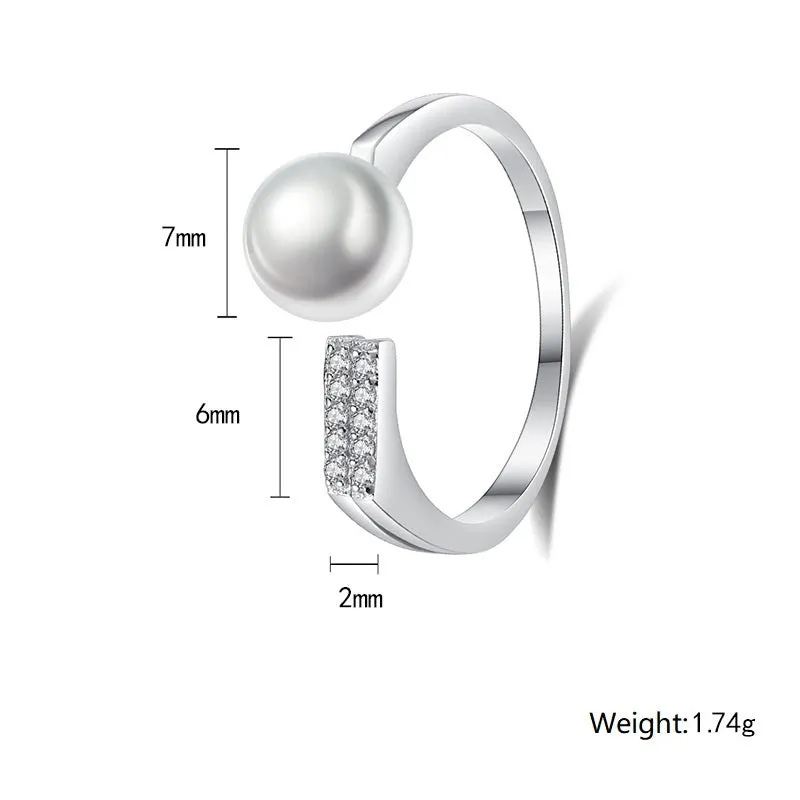 Natural 7mm Pearl Simple Open Ring
