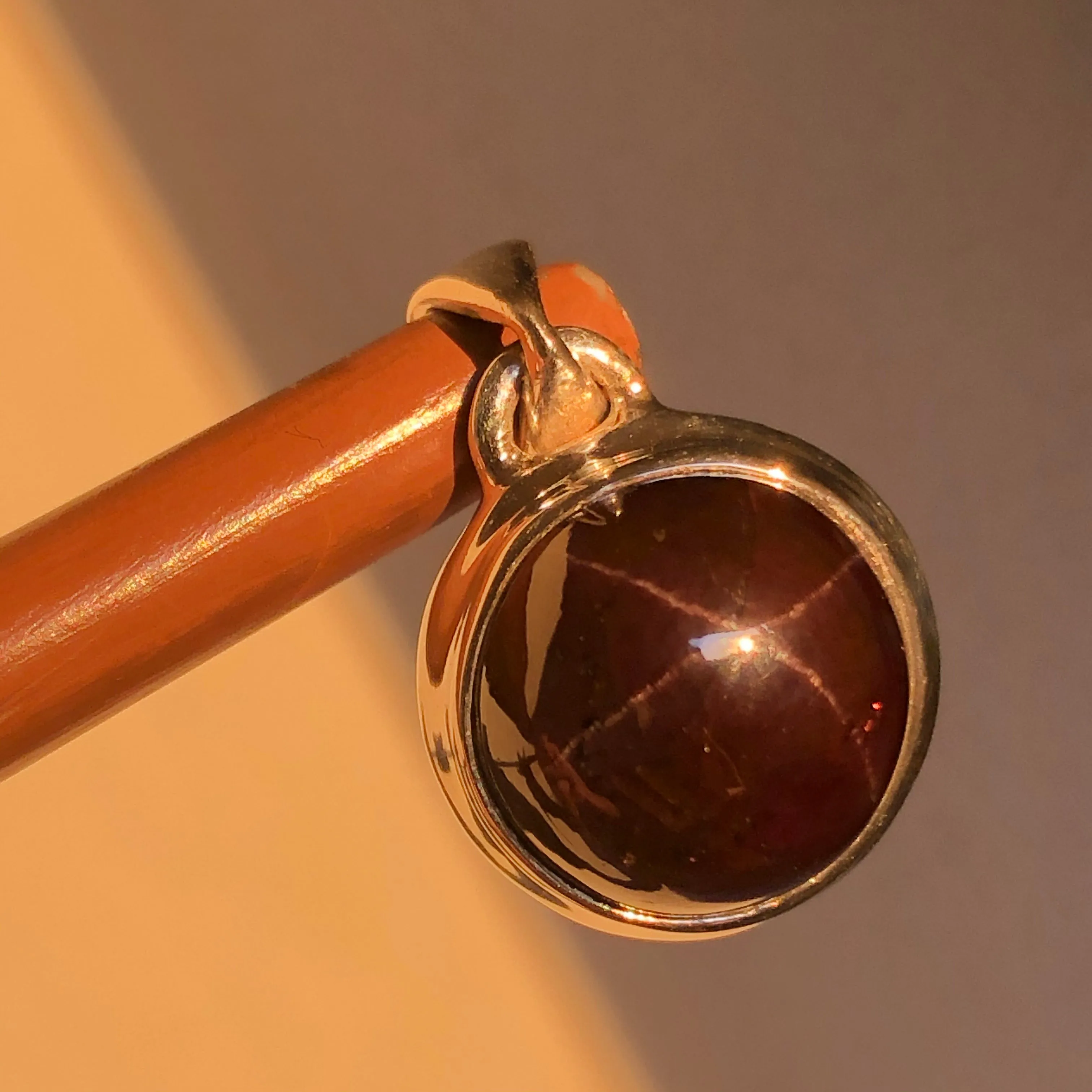 Natural Star Garnet, 4 Pointed Star Garnet 925 Solid Sterling Silver Pendant 25mm