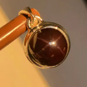 Natural Star Garnet, 4 Pointed Star Garnet 925 Solid Sterling Silver Pendant 25mm
