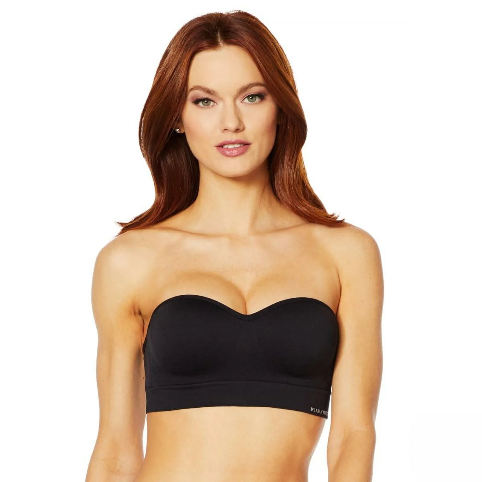 Nearly Nude Women's Seamless Wireless Bandeau Bra With Optional Straps Black XXL