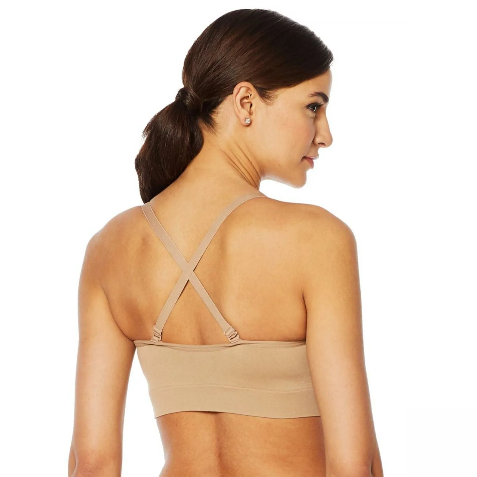 Nearly Nude Women's Seamless Wireless Bandeau Bra With Optional Straps