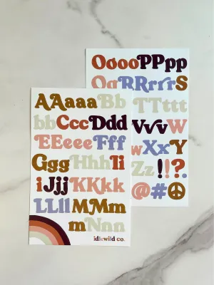 Neutral Groovy Alphabet Sticker Sheets