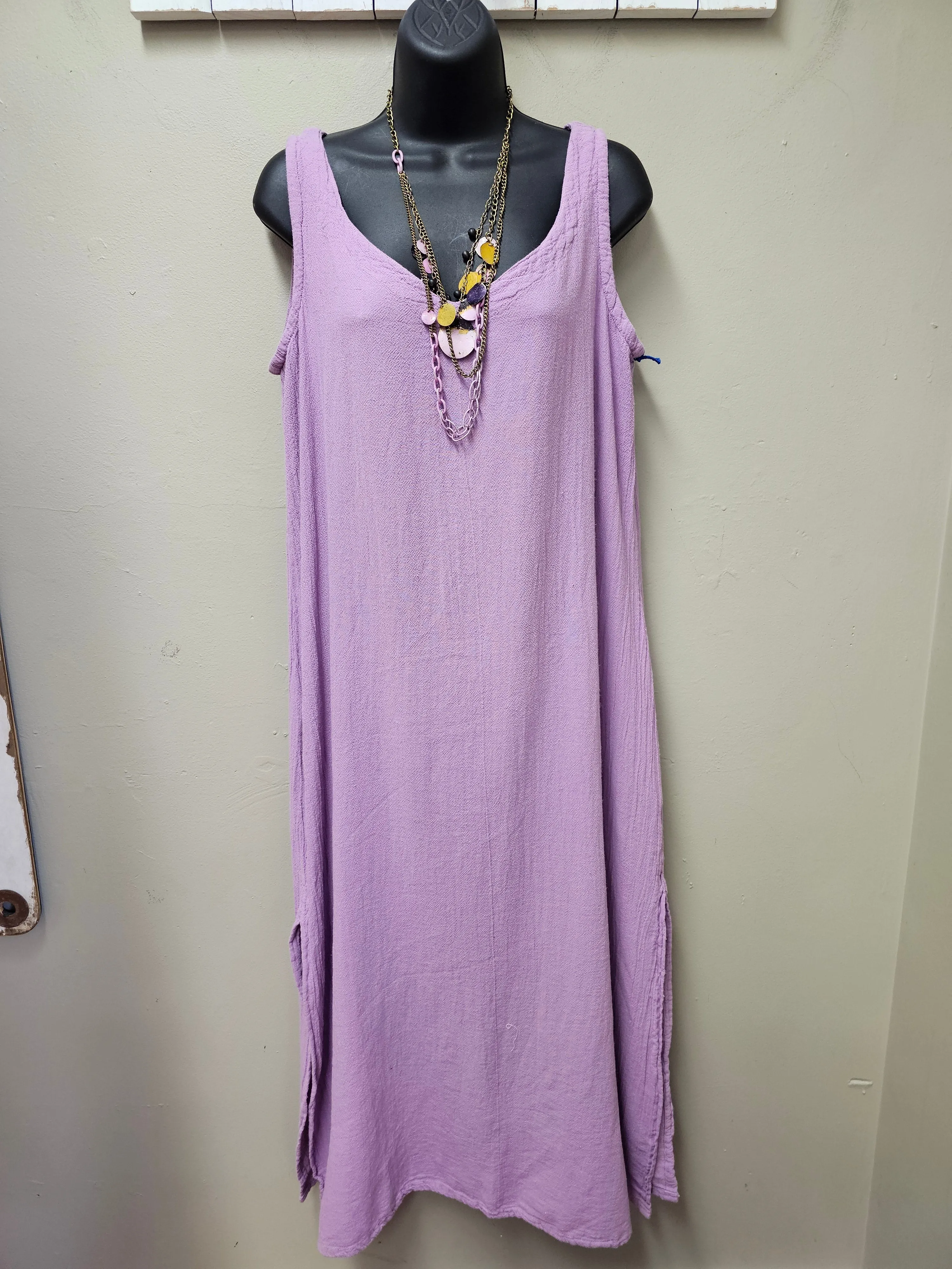 NEW COLORS! 5 Colorways - Sip "Sangria"  in this Long Cotton Sleeveless Dress