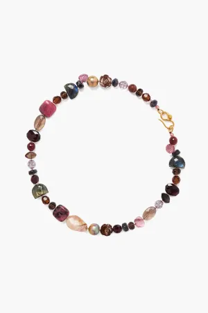 NG-15266LQ- Pink Mix Flower Necklace