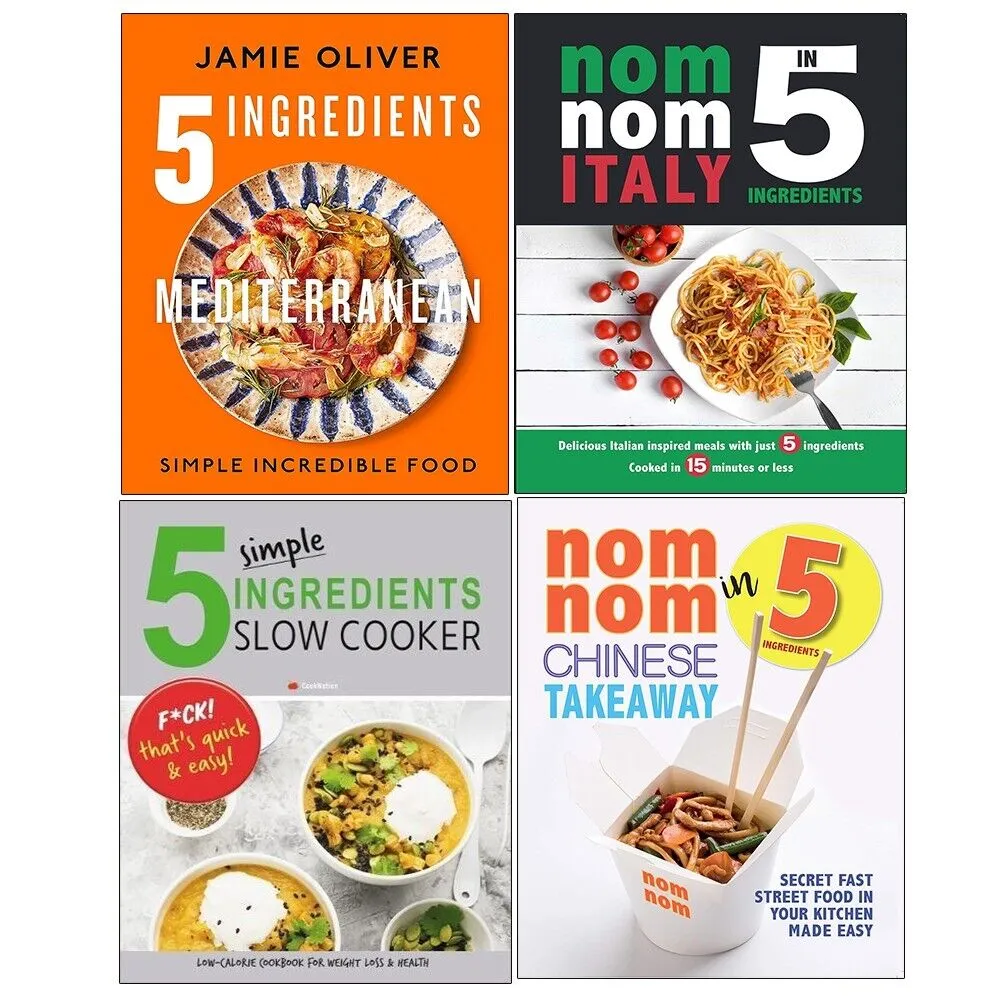 Nom Nom Italy,5 Simple Ingredients Mediterranean, Nom Nom Chinese 4 Books Set