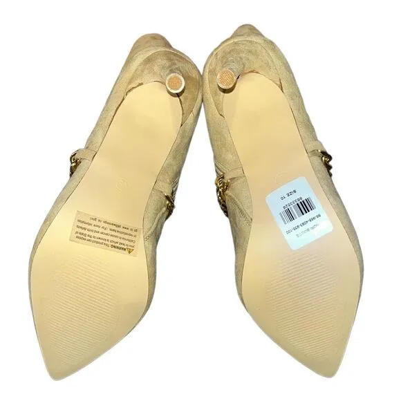 NY&amp;Co Faux-Suede Chain Detail 3.75” Stiletto Bootie