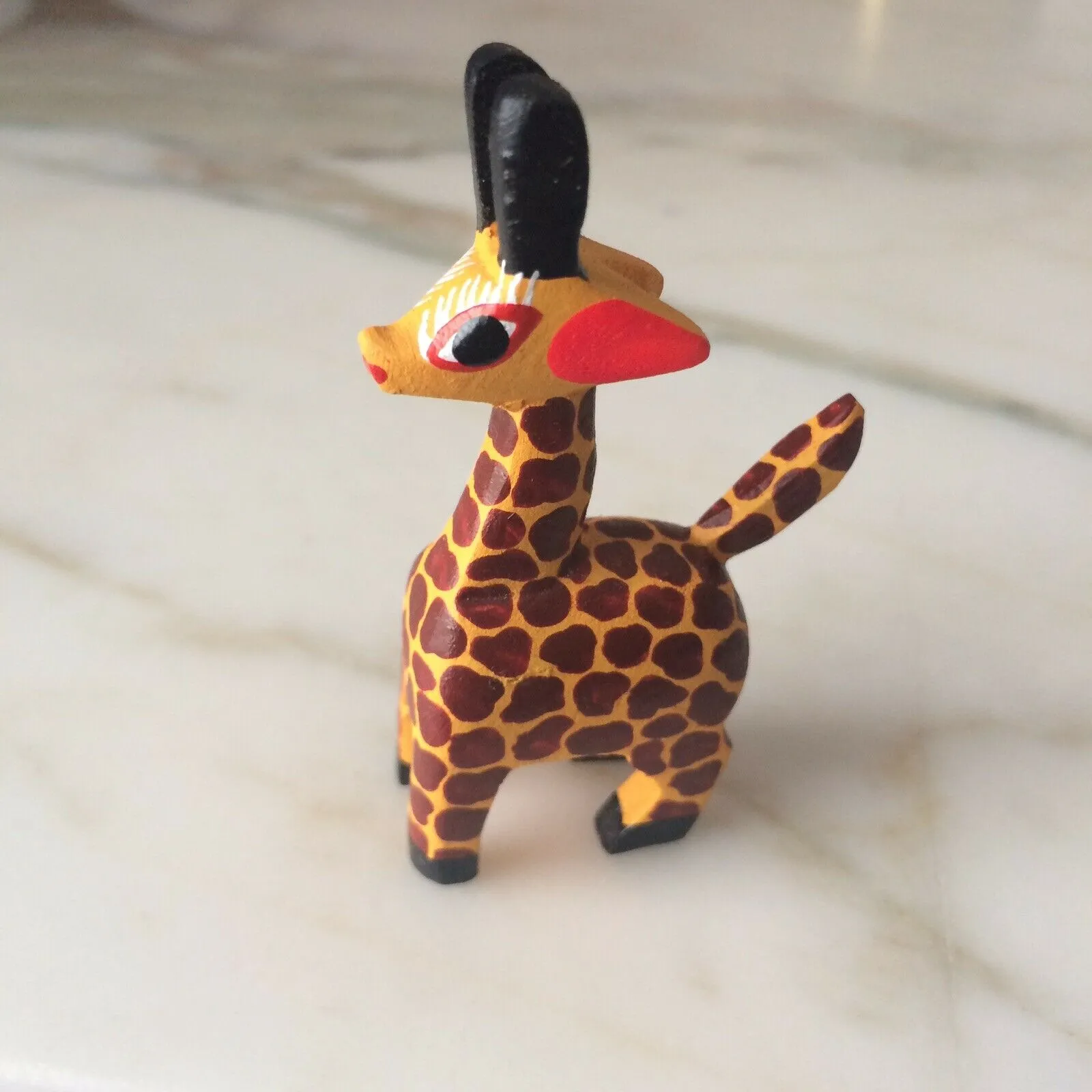 Oaxacan Alebrije Giraffe Mini Wood Carving Mexican