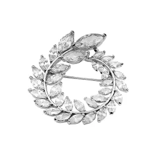 Olive Branch Alloy Brooch With Zirconite Rhinestones