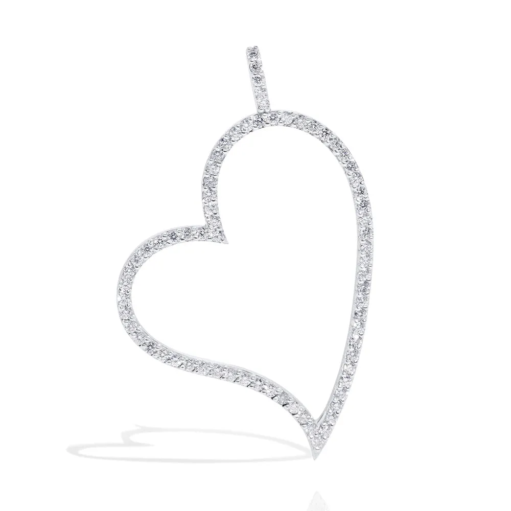 Open Diamond Angled Heart Pendant