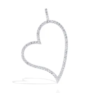 Open Diamond Angled Heart Pendant