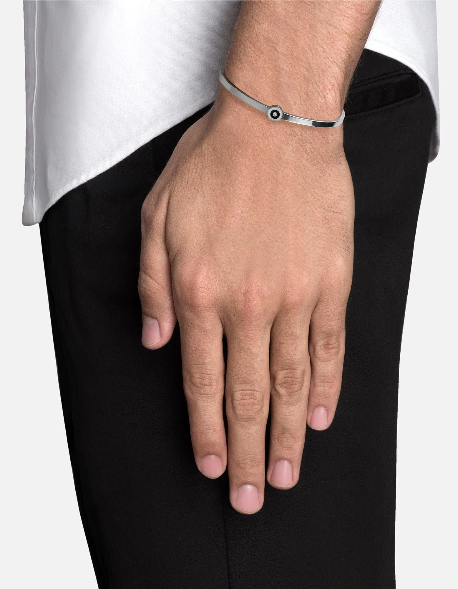 Opus Sapphire Cuff, Sterling Silver/Black