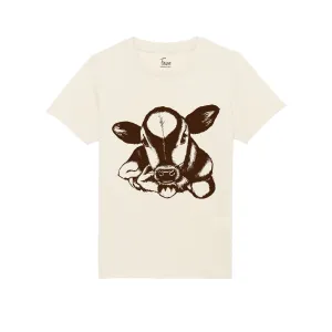 Organic Cotton Kids T-Shirt, Cow on Natural