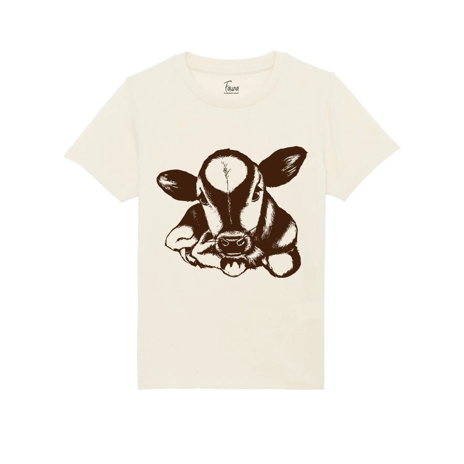 Organic Cotton Kids T-Shirt, Cow on Natural