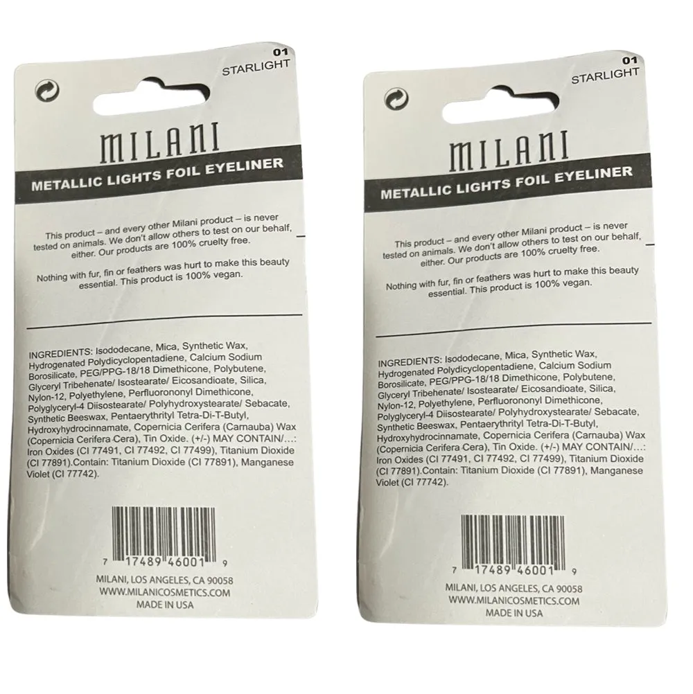 Pack of 2 Milani Metallic Lights Foil Eyeliner Pencil, Starlight 01