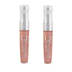 Pack of 2 Rimmel London Stay Glossy 3D Lip Gloss, Popcorn for 2 # 113