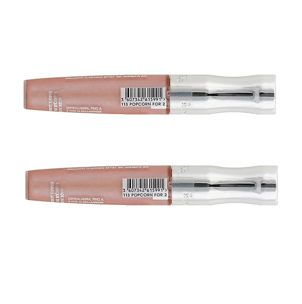 Pack of 2 Rimmel London Stay Glossy 3D Lip Gloss, Popcorn for 2 # 113