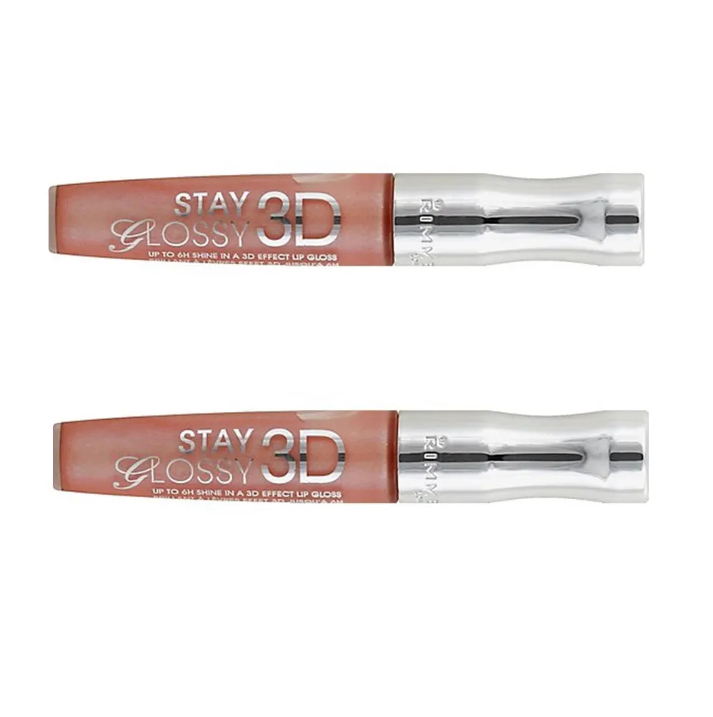 Pack of 2 Rimmel London Stay Glossy 3D Lip Gloss, Popcorn for 2 # 113