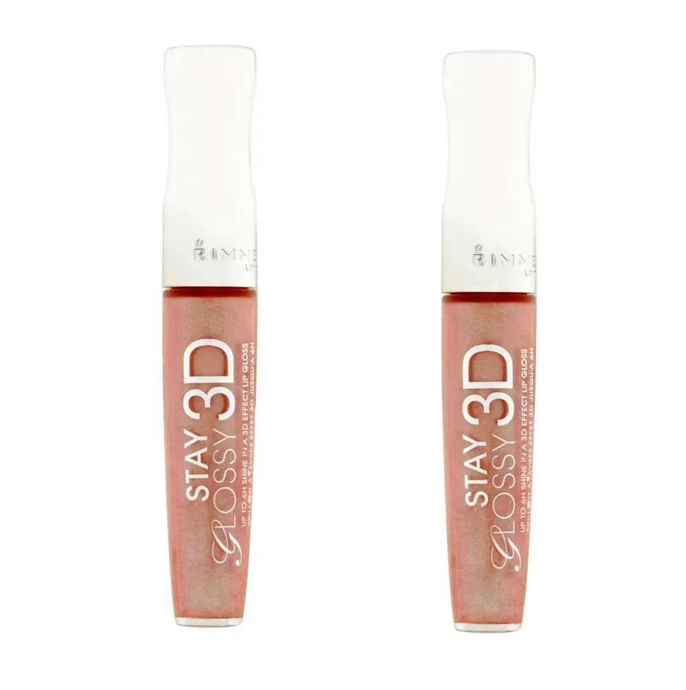 Pack of 2 Rimmel London Stay Glossy 3D Lip Gloss, Popcorn for 2 # 113