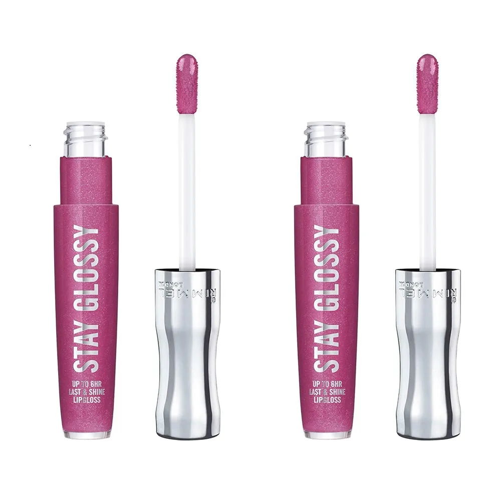 Pack of 2 Rimmel Stay Glossy 6HR Lip Gloss, Grapevine Groove # 185