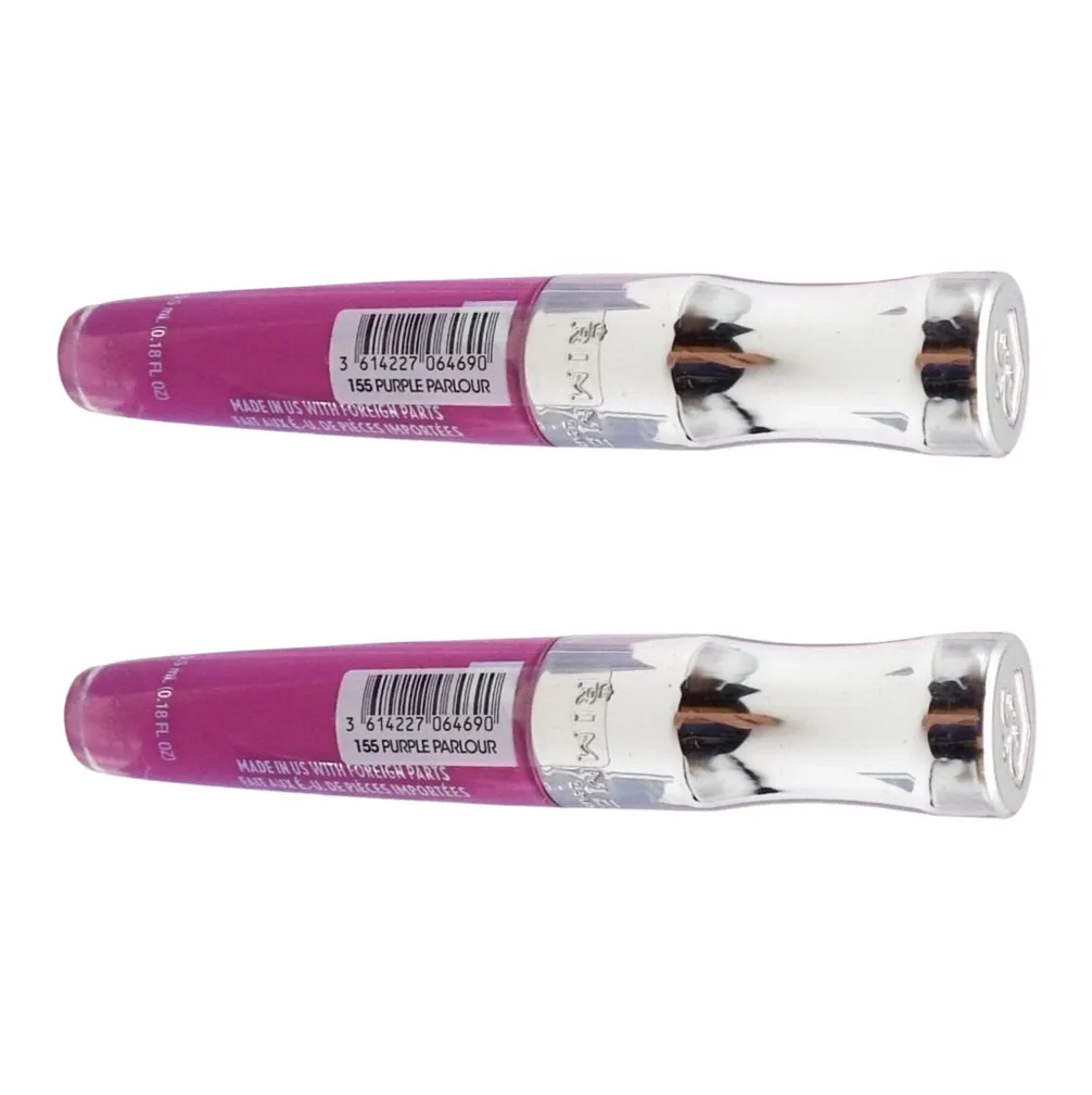 Pack of 2 Rimmel Stay Glossy 6HR Lip Gloss, Purple Parlour # 155